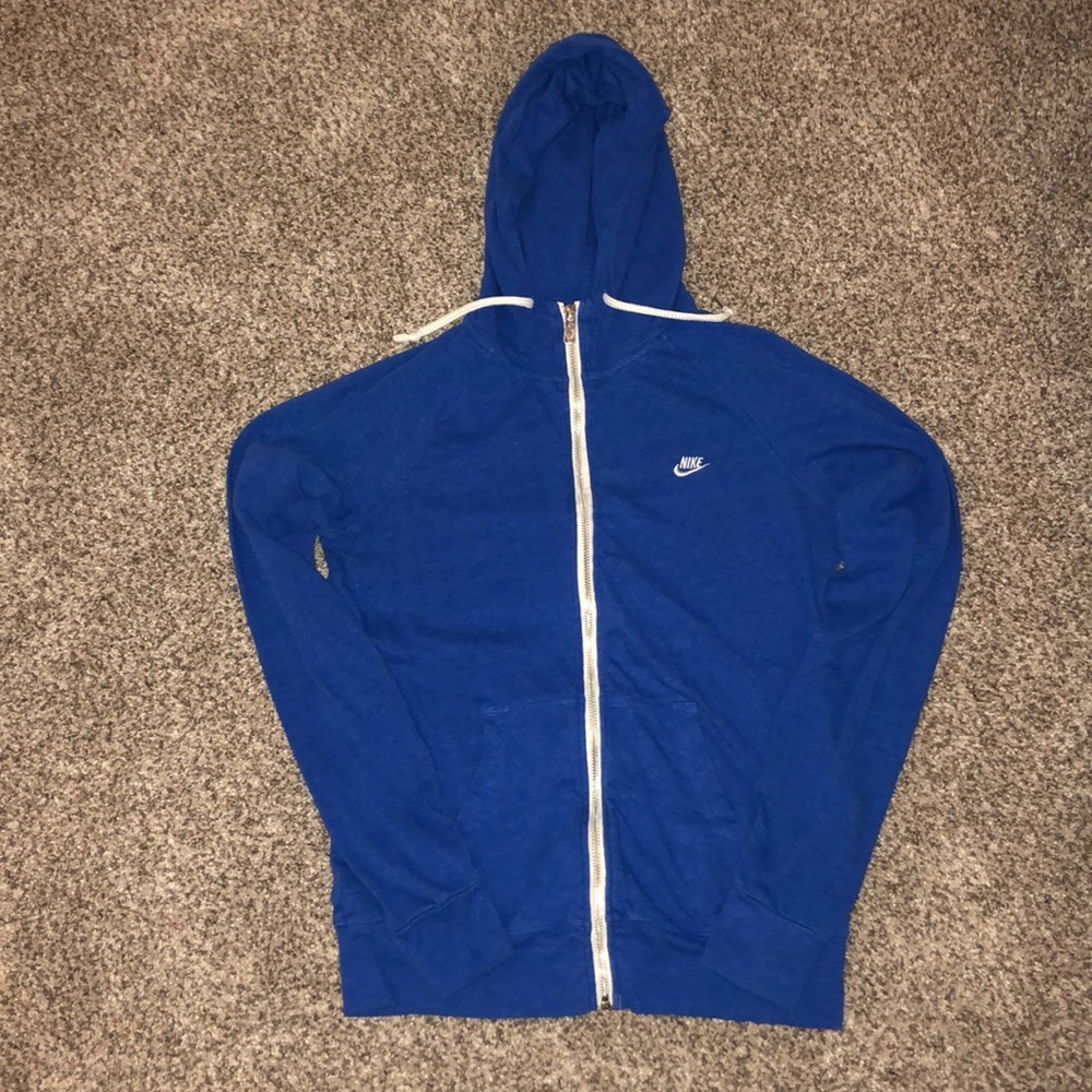 nike blue zip up sweatshirt